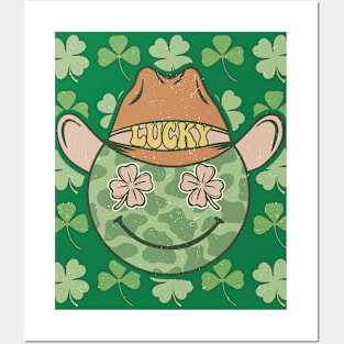 Lucky Cowboy Hat Green Shamrock Irish Luck St Patty's Day Posters and Art